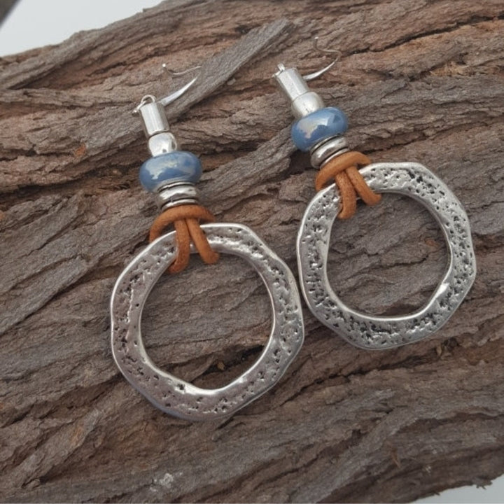 Vintage Silver Boho Circle Earrings