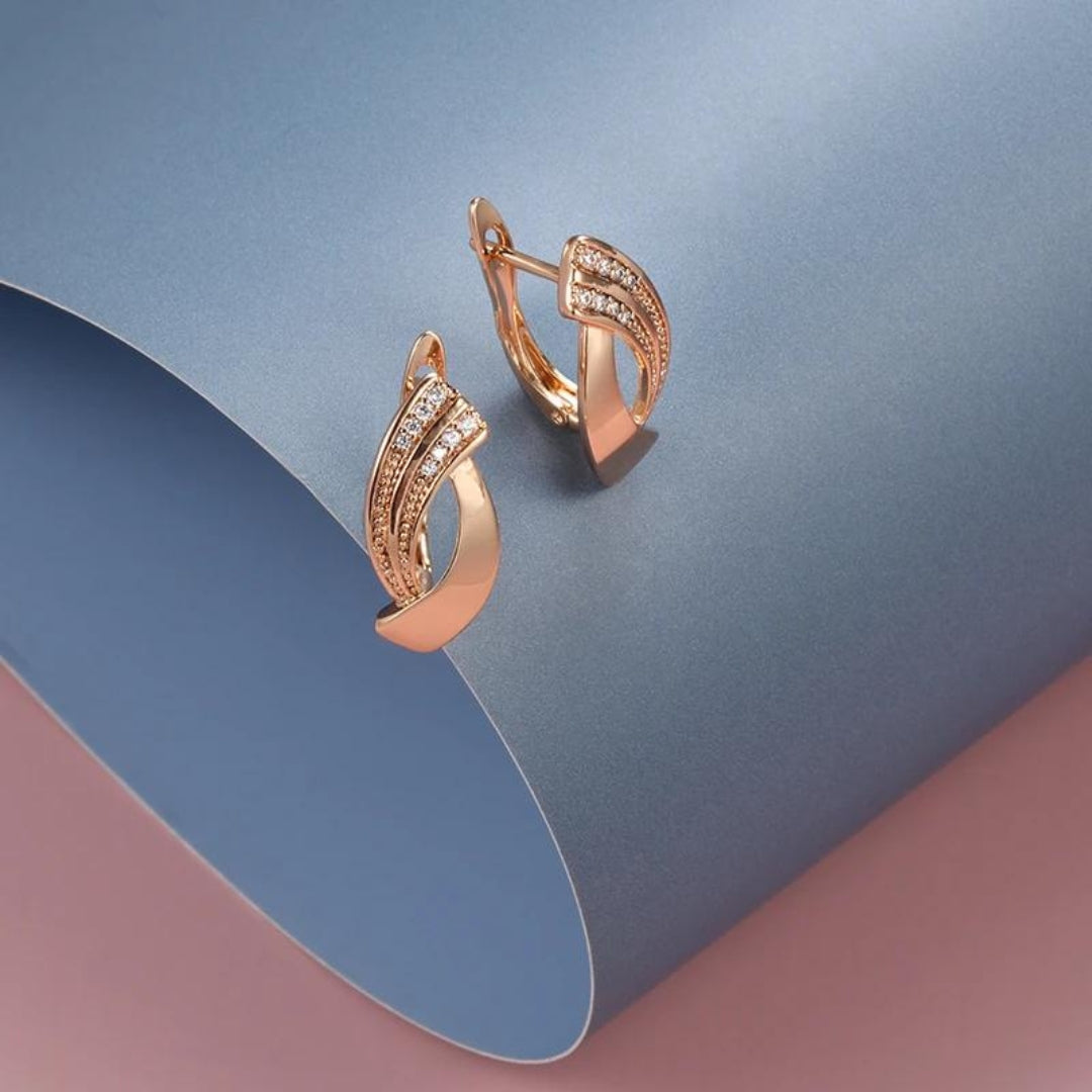 Rose Gold Elegant Zirconia Earrings