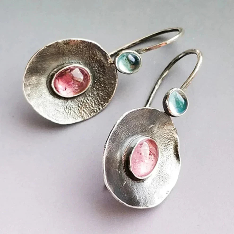Retro Two-Tone Silver Earrings