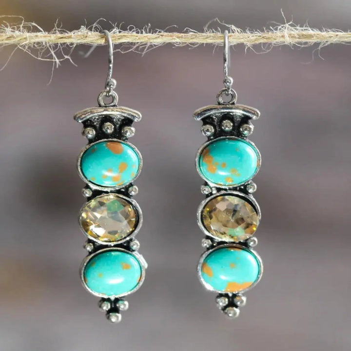 Natural Turquoise Vintage Drop Earrings