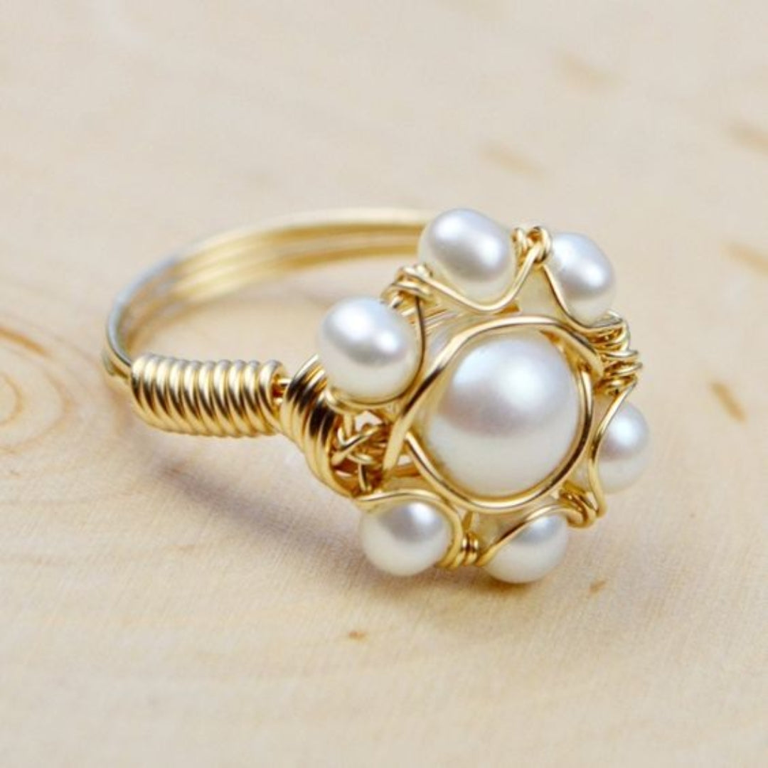 Vintage Gold Ring with Pearl Accents