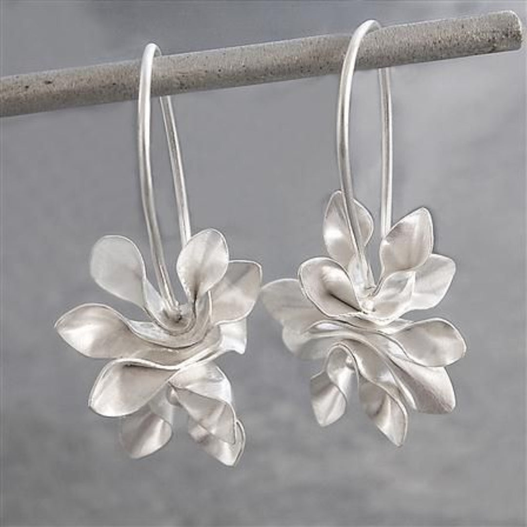 Vintage Irregular Flower Silver Earrings