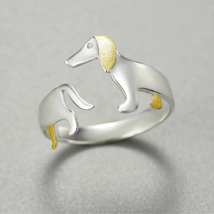 Adjustable Silver Dog Ring