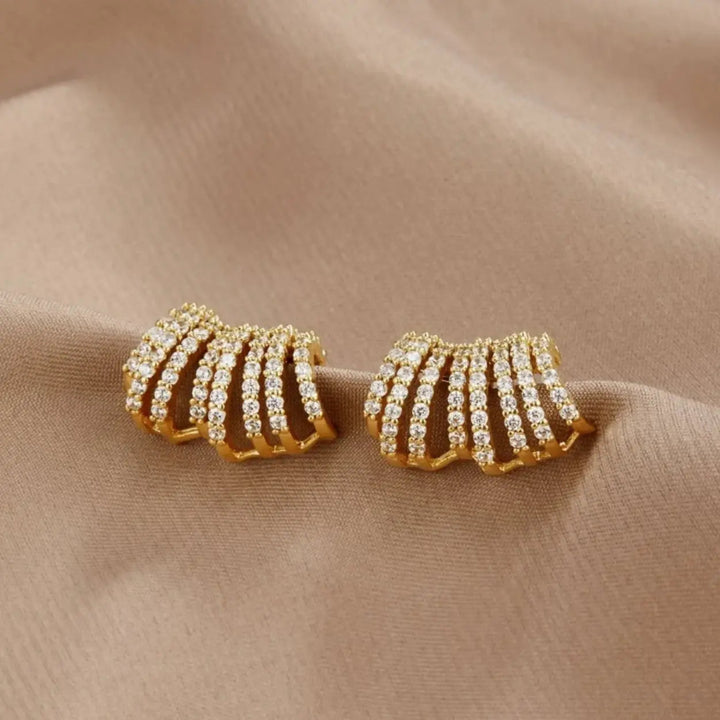 Pearl-Accented Gold Hoop Earrings