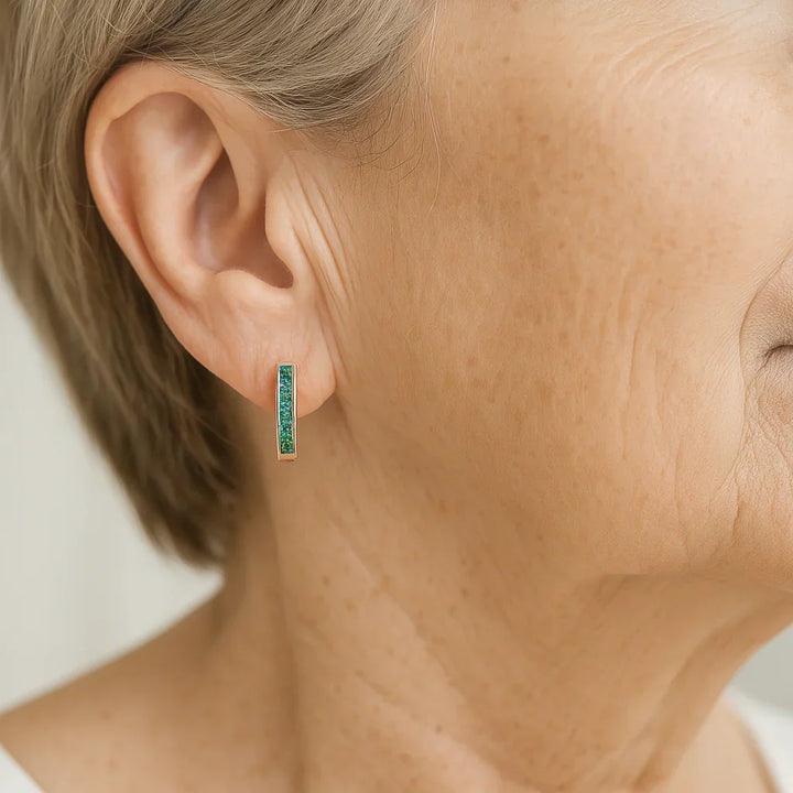 Gold Emerald and Diamond Earrings