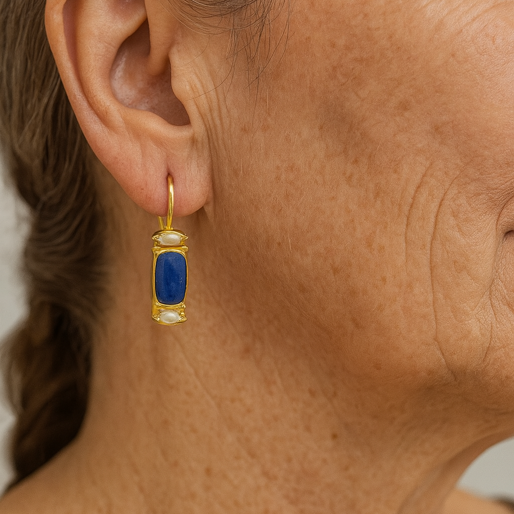 Blue and Gold Vintage Earrings