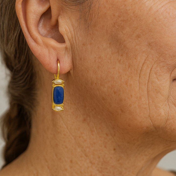 Blue and Gold Vintage Earrings