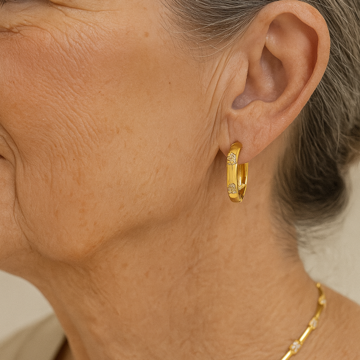 Vintage Gold Flower Hoop Earrings