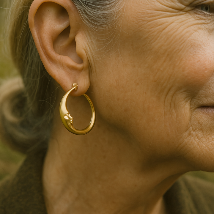 Gold Vintage Moon Earrings