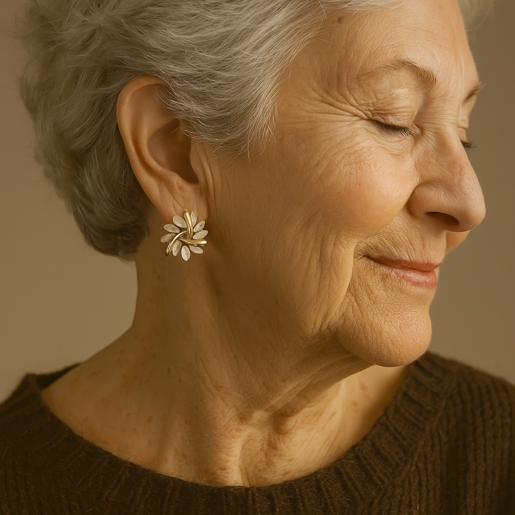 Elegant Gold Earrings with Opal Petals