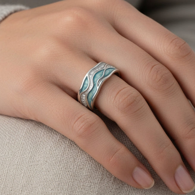 Turquoise Wave Silver Ring