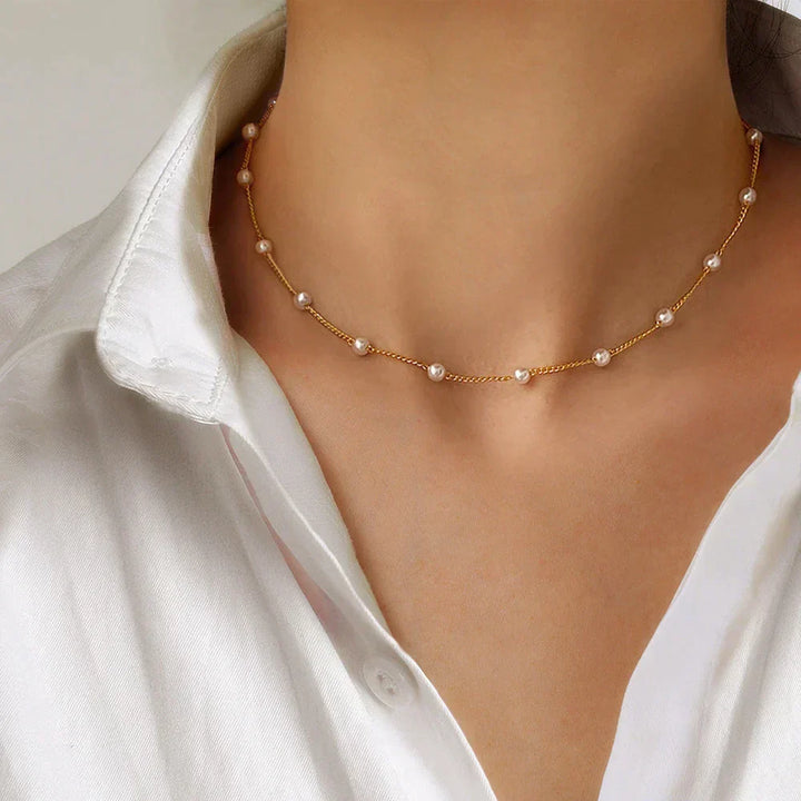Gold Small Pearl Choker