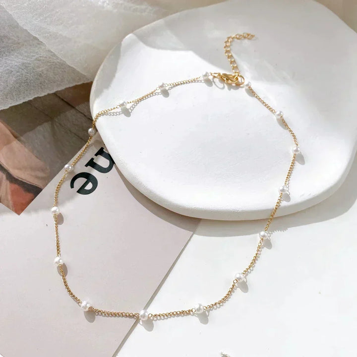 Gold Small Pearl Choker