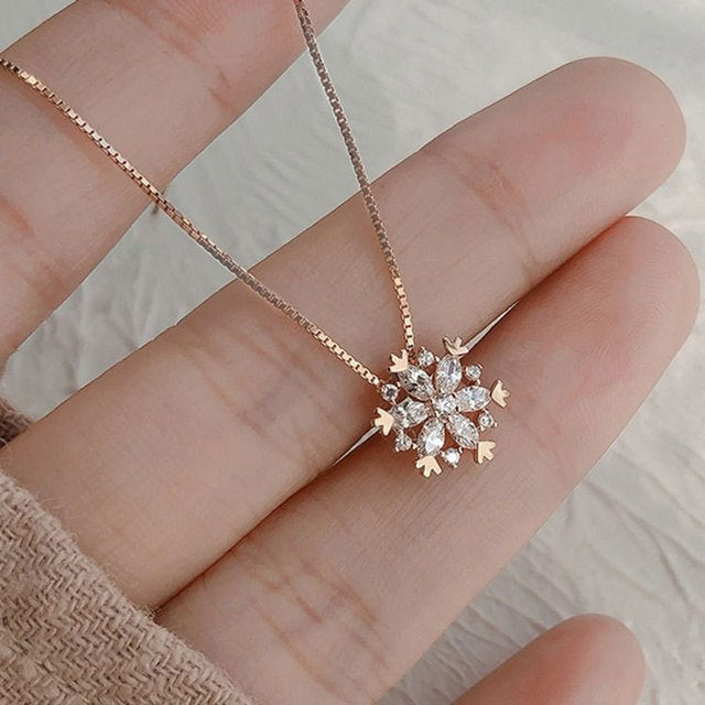Gold and Silver Snowflake Crystal Necklace