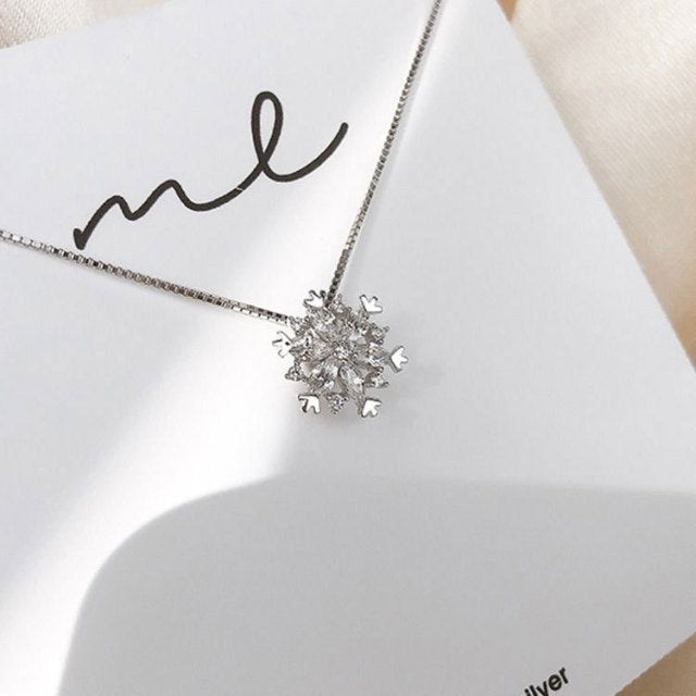 Gold and Silver Snowflake Crystal Necklace