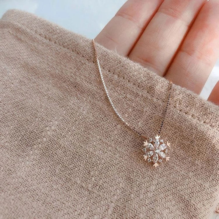 Gold and Silver Snowflake Crystal Necklace