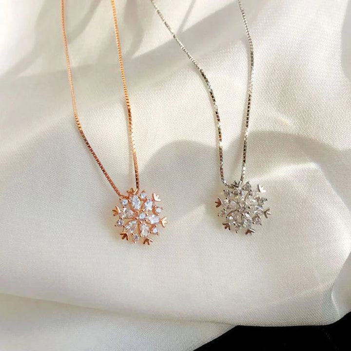 Gold and Silver Snowflake Crystal Necklace