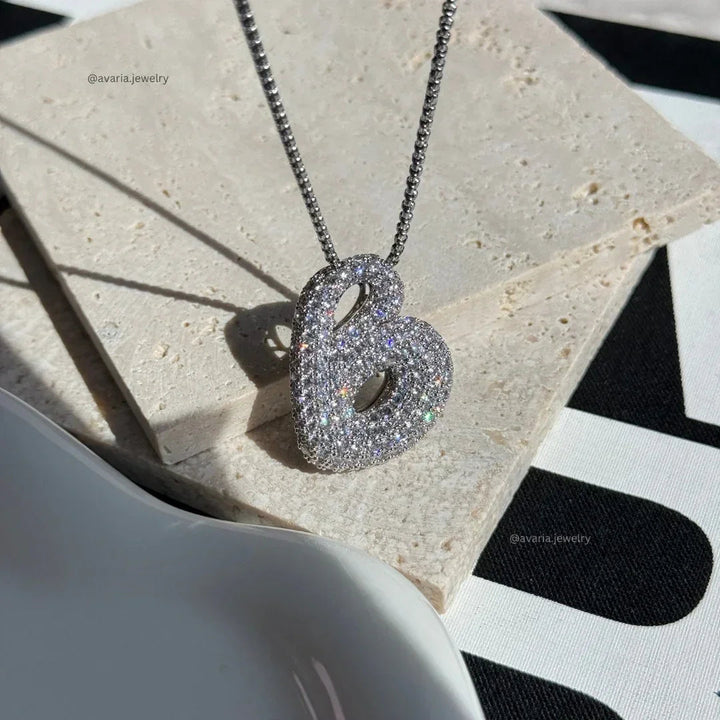 Initial Bubble Diamond Necklace
