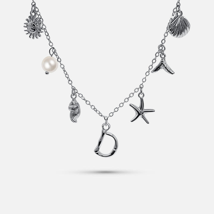 Silver Letter Ocean Collar