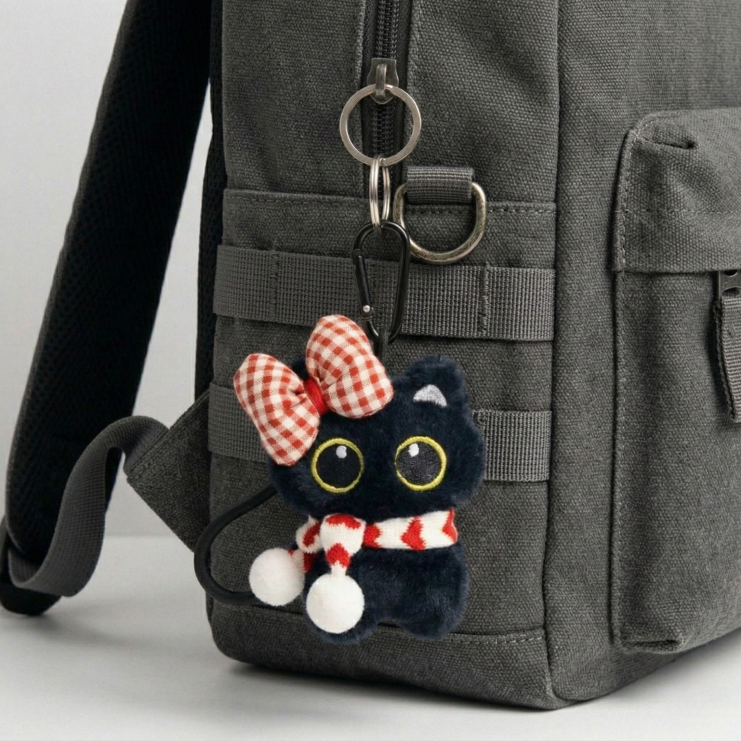 Charming Kitten Christmas Scarf Keychain