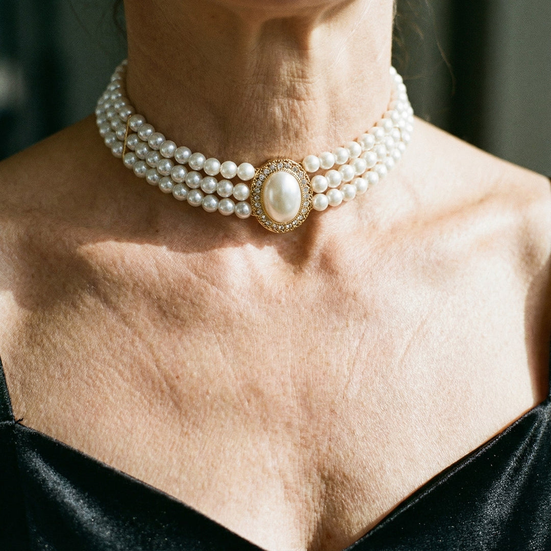 Elegant Pearl Trio Collar