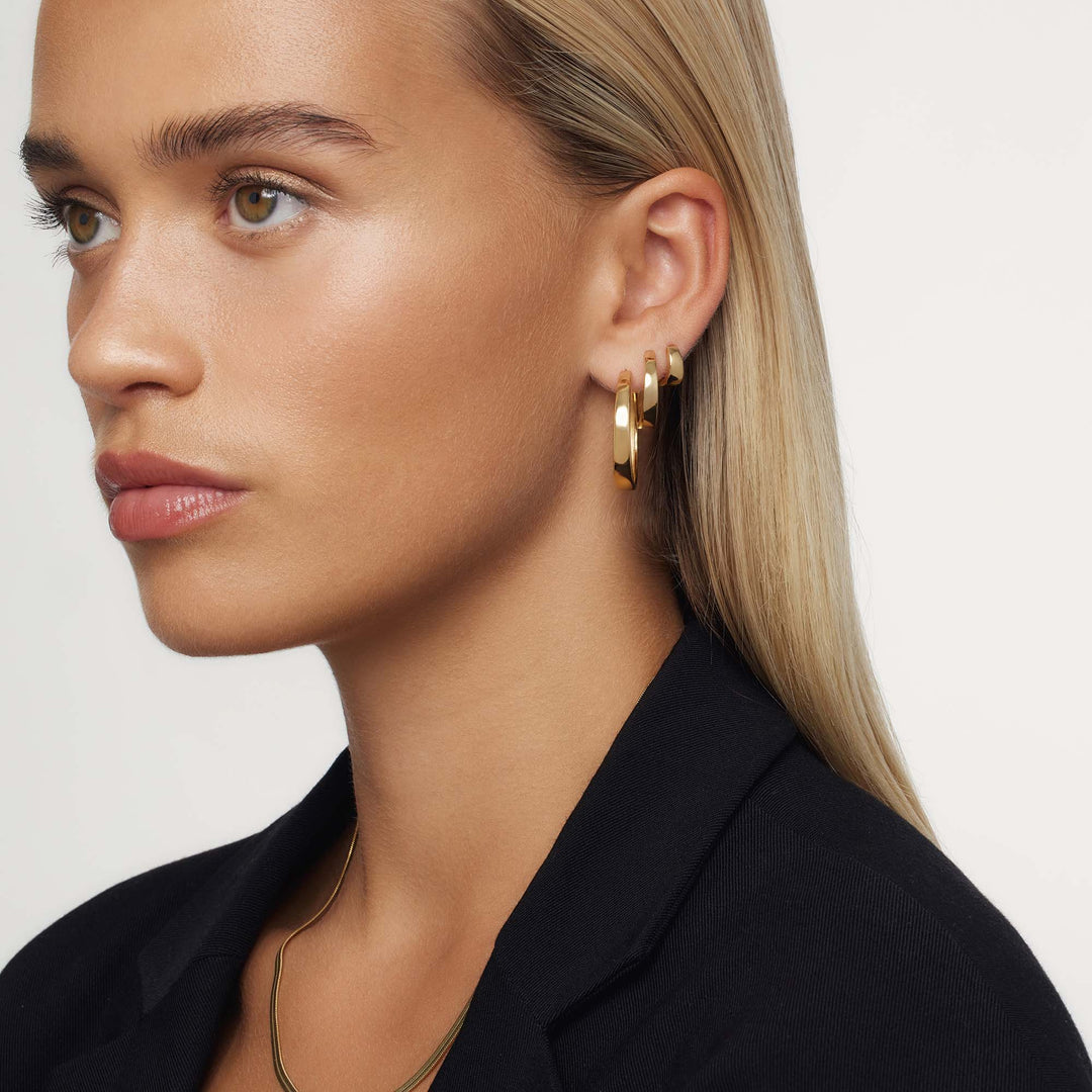 Gia Gold Imperial Hoop Earrings