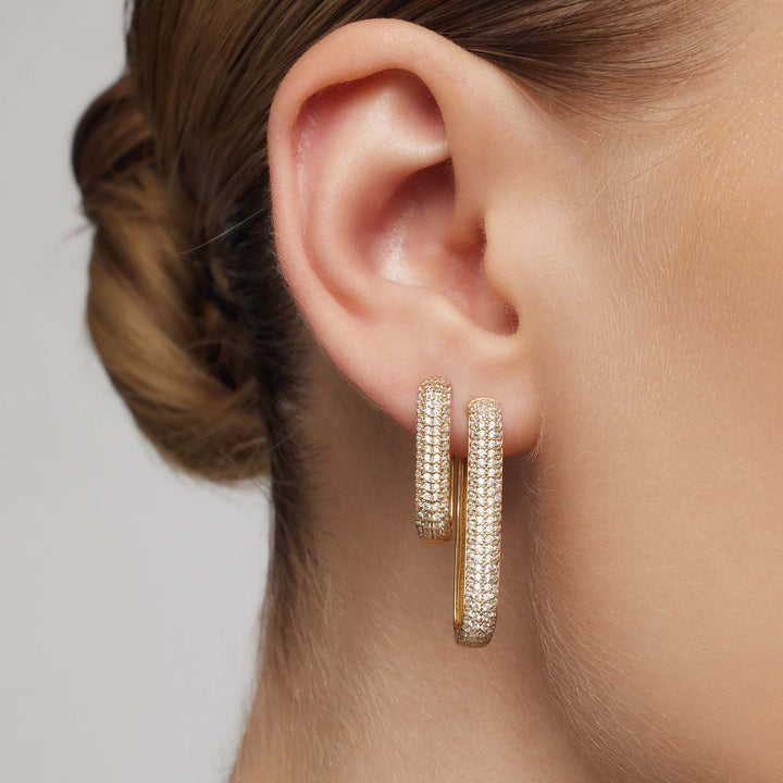 Gold Diamond Icon Hoop Earrings