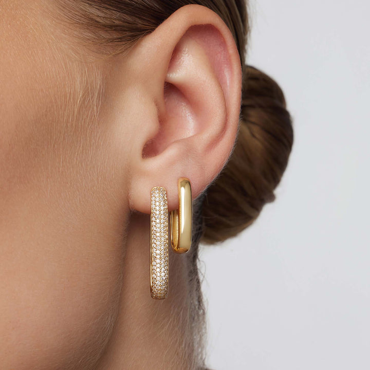 Gold Large Diamond Icon Hoop Earrings
