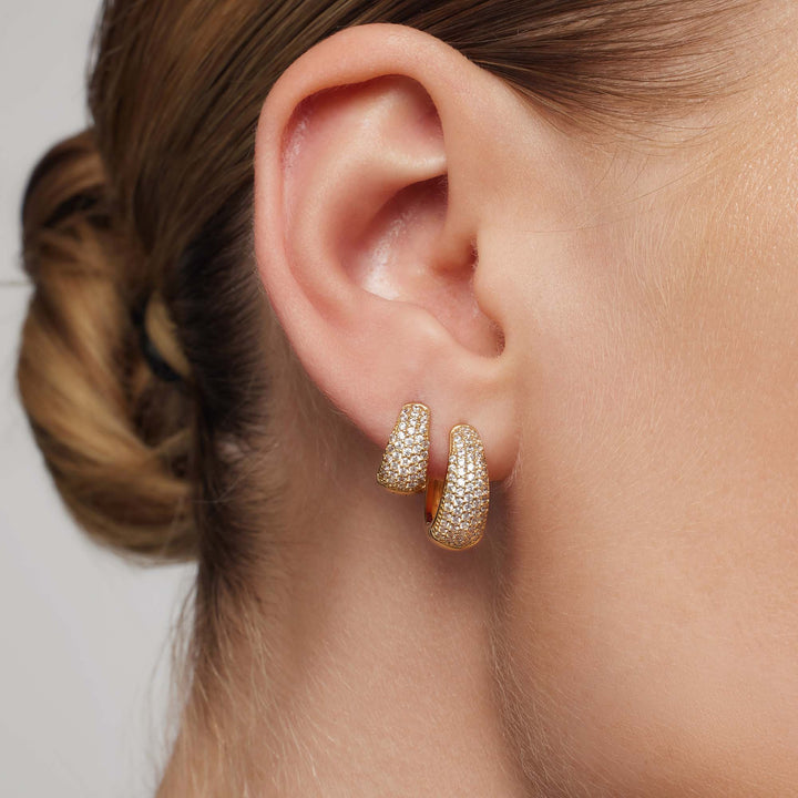 Gold Huggie Pavé Diamond Earrings