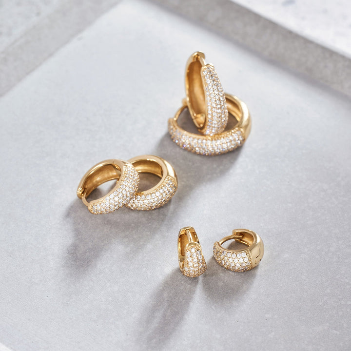 Gold Huggie Pavé Diamond Earrings