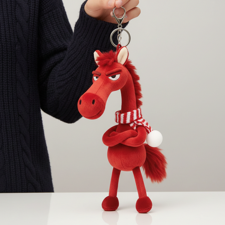 Cheeky Horse Red & White Keychain