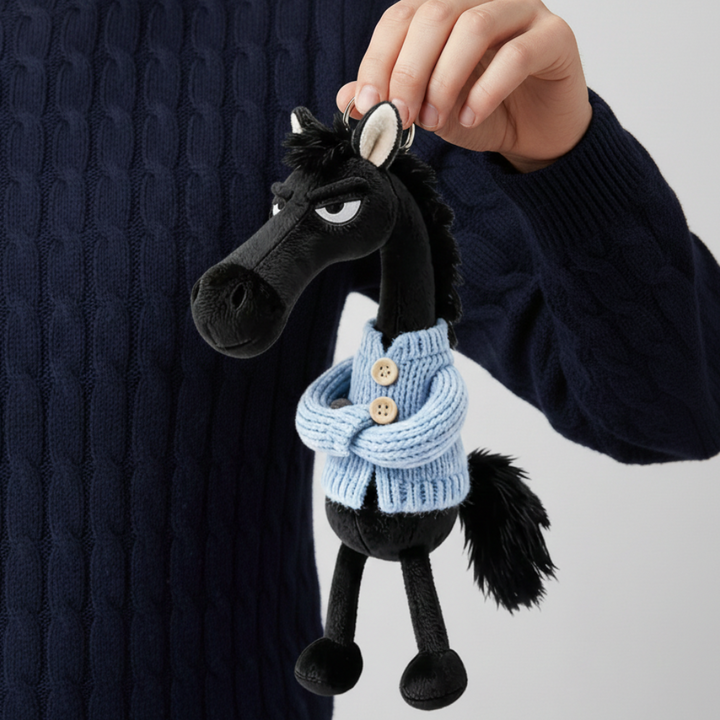 Cheeky Horse Black & Blue Keychain