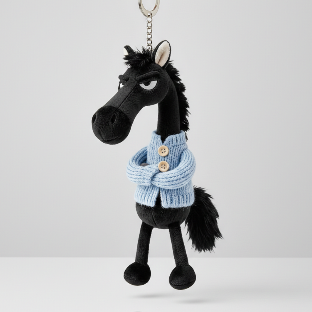 Cheeky Horse Black & Blue Keychain