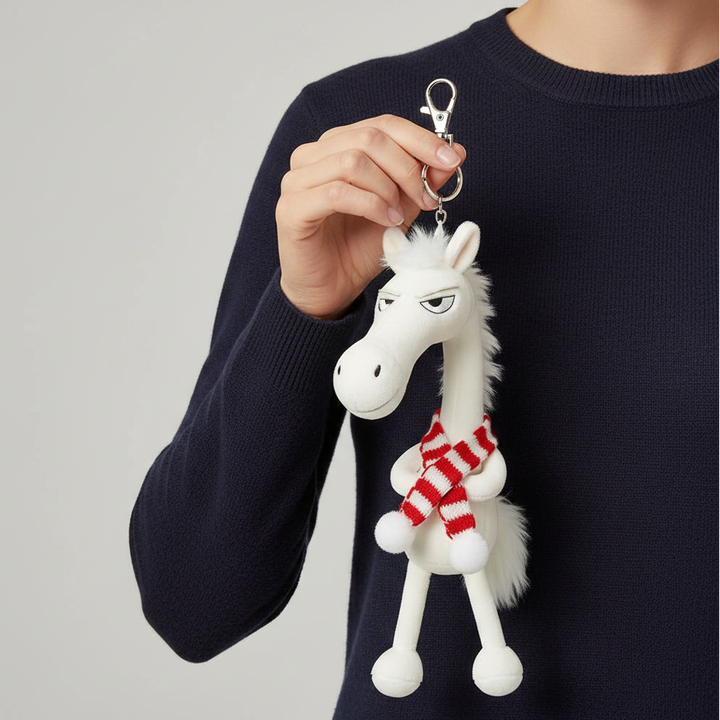 Cheeky Horse White and Red Keychain