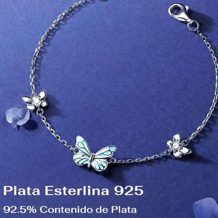 Glow-in-the-Dark Silver Butterfly Bracelet