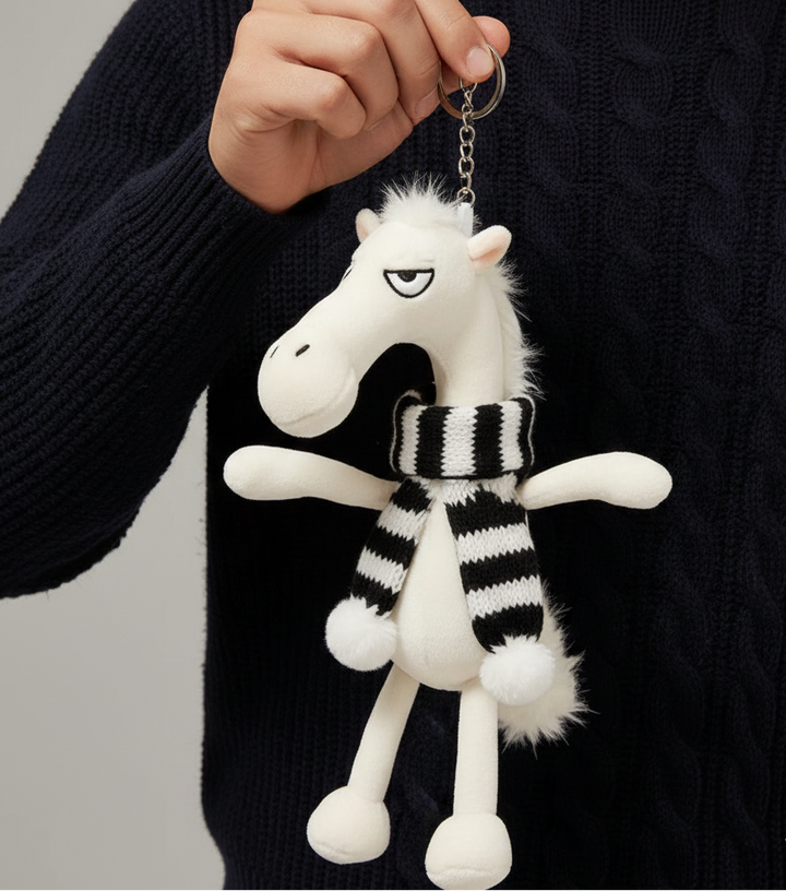 Cheeky Horse Black and White Keychain