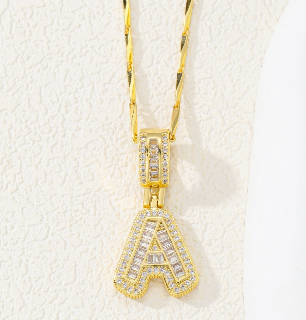 Pavé Gold Initial Necklace Set