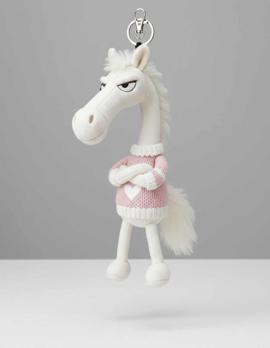 Cheeky Horse White & Pink Keychain