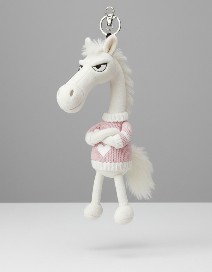 Cheeky Horse White & Pink Keychain