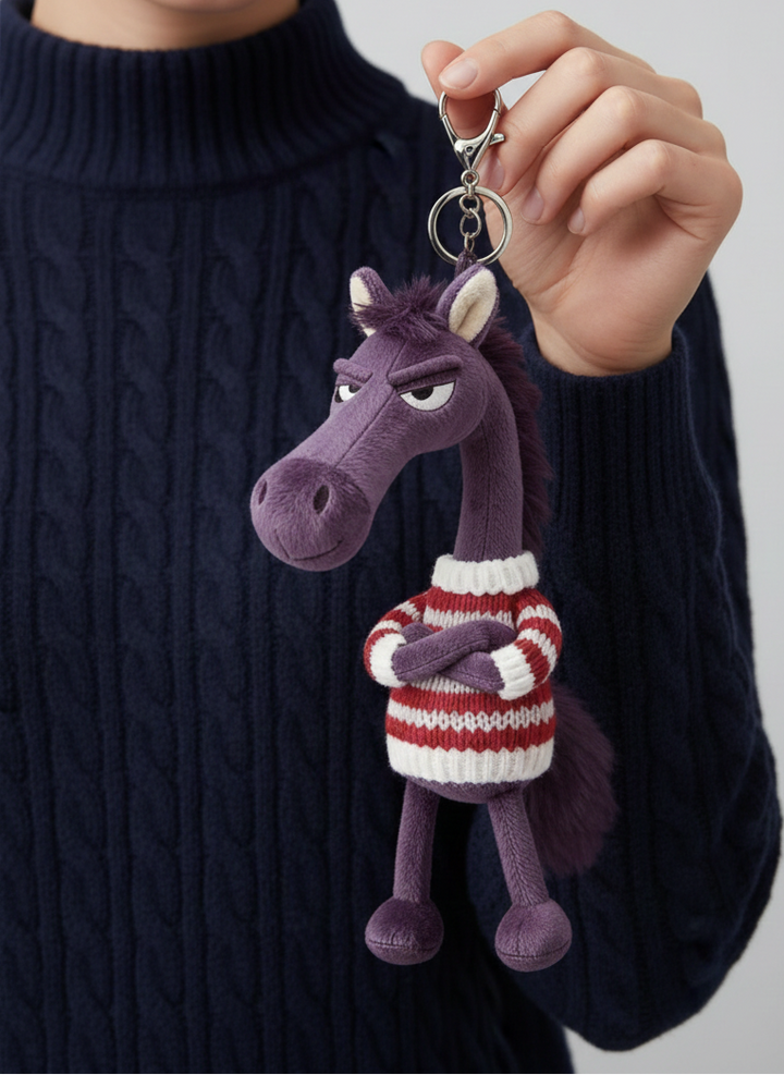 Sassy Horse Purple & Red Keychain