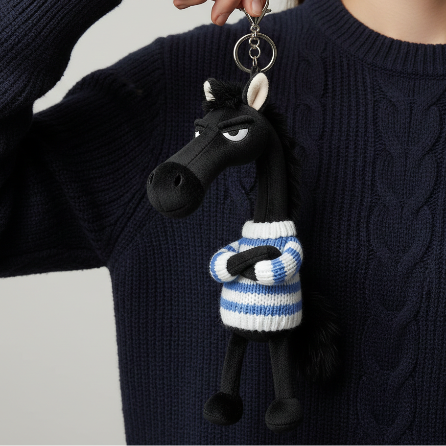 Cheeky Horse Black & Blue Keychain