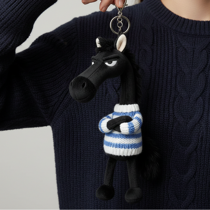 Cheeky Horse Black & Blue Keychain