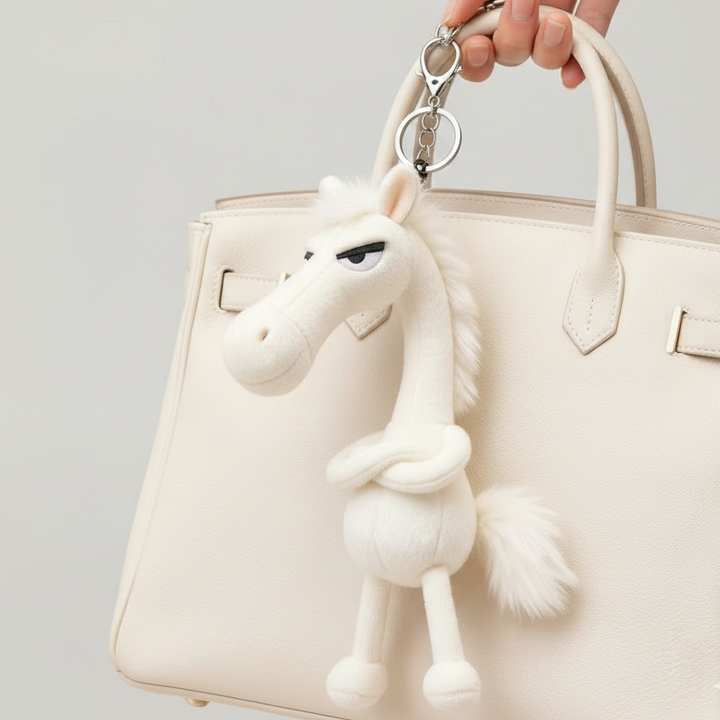 Cheeky Horse White Keychain
