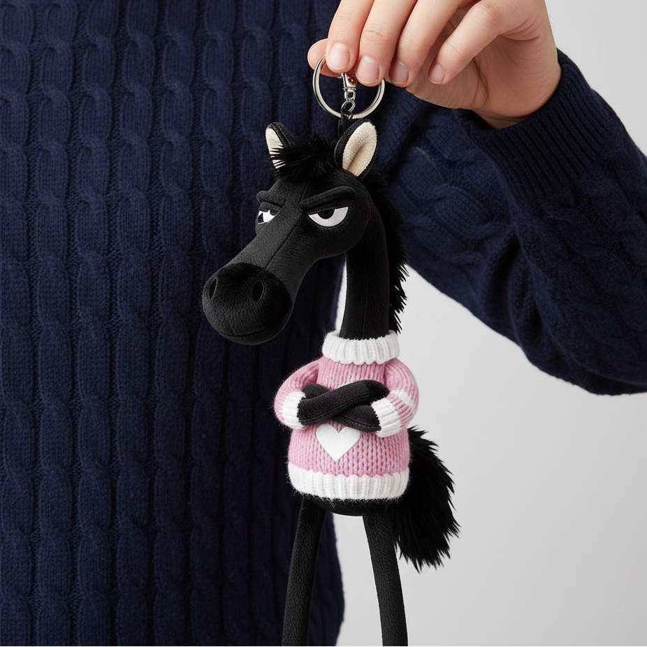 Cheeky Horse Black & Pink Keychain