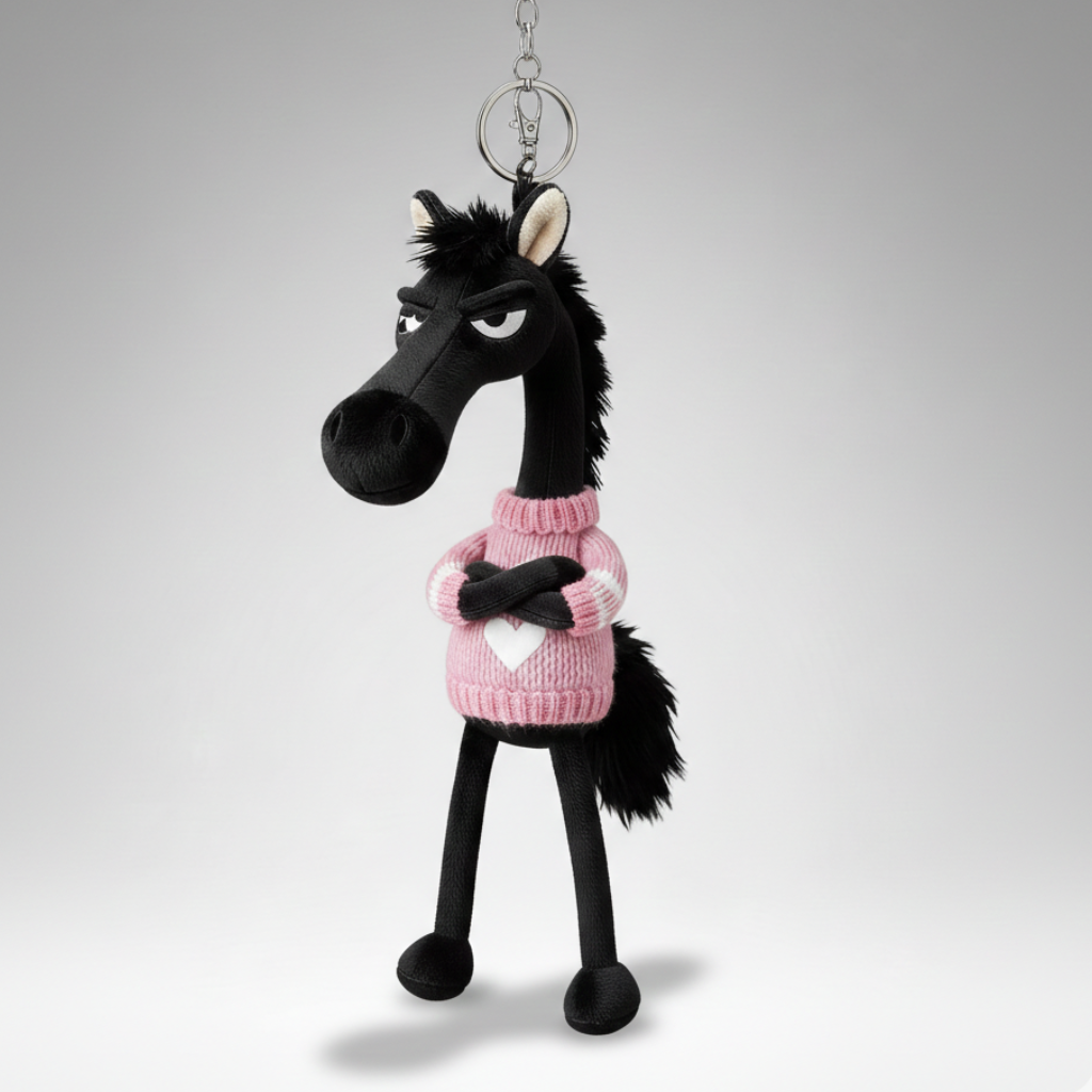 Cheeky Horse Black & Pink Keychain