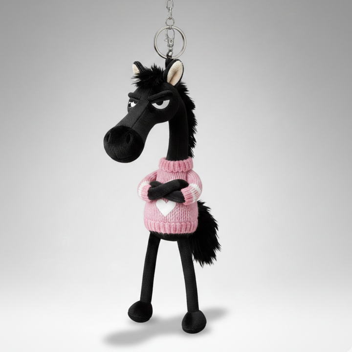 Cheeky Horse Black & Pink Keychain