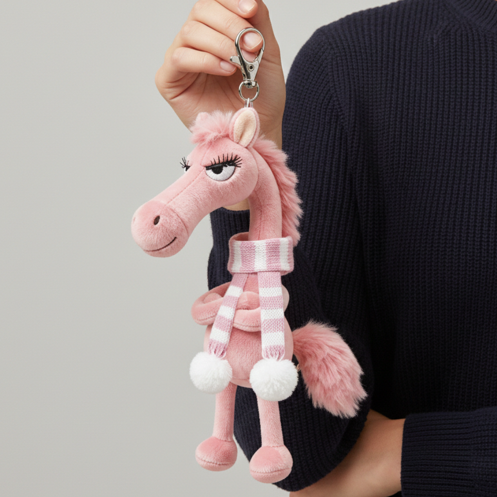 Cheeky Horse Pink & White Keychain