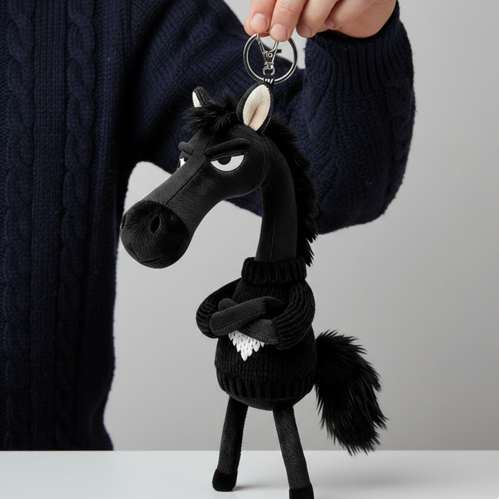 Cheeky Horse Heart Keychain - Black