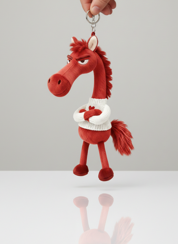 Cheeky Horse Red & White Heart Keychain