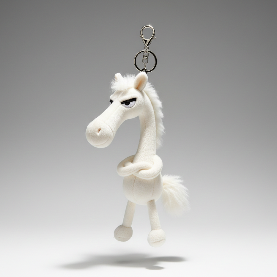 Cheeky Horse White Keychain